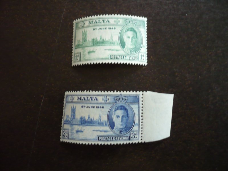 Stamps - Malta - Scott# 206-207 - Mint Never Hinged Set of 2 Stamps