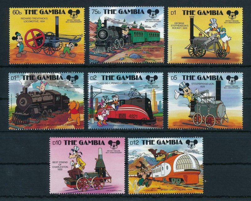 [22354] Gambia 1987 Disney 60th Birthday Mickey Mouse by train MNH