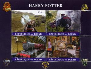 Harry Potter Stamps Chad 2018 CTO Hogwarts Express Trains Movies Film 4v M/S II