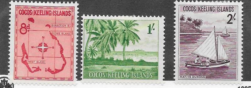 Cocos Islands #3-5  (MH)  CV $17.00