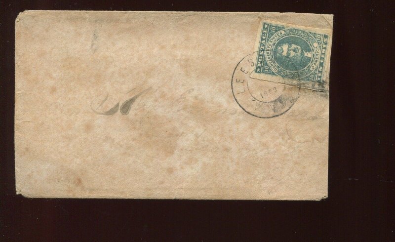 Confederate States 2b Hoyer Printing Used Stamp on Cover from Leesburg VA BZ1414