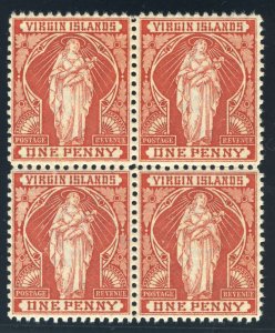 British Virgin Island 1899 1d brick-red block of four superb MNH. SG 44. Sc 22.