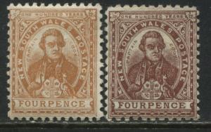 New South Wales 1905 4d 2 distinct shades mint o.g. 