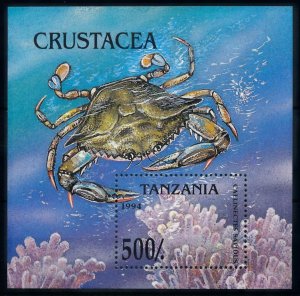 [79039] Tanzania 1994 Marine life crab corals Souvenir Sheet MNH