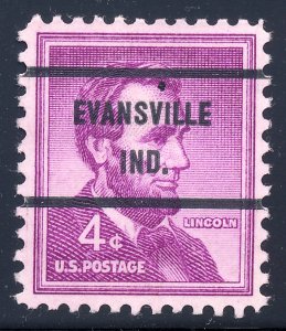 Evansville IN, 1036-71 Bureau Precancel, 4¢ Lincoln