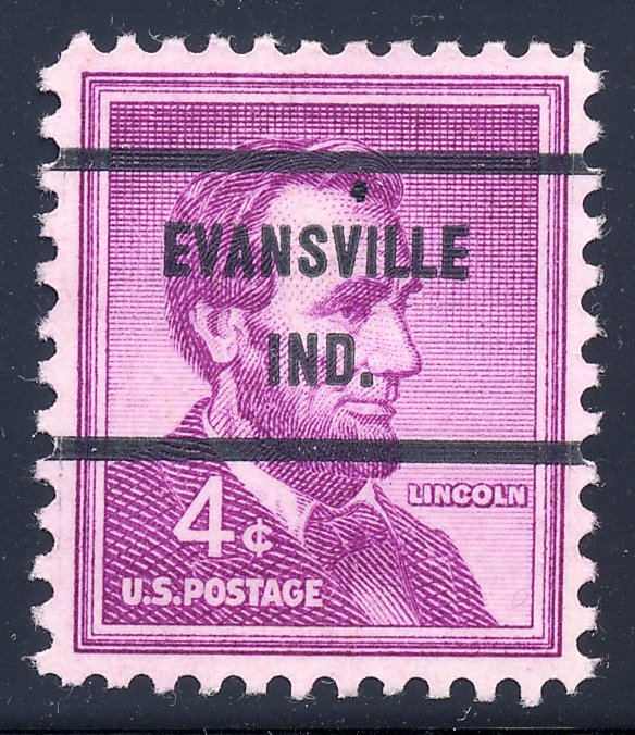 Evansville IN, 1036-71 Bureau Precancel, 4¢ Lincoln