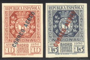 SPAIN #C88-89 Mint NH - 1936 Madrid Arms Ovpts
