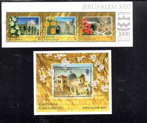 GRENADA GRENADINES #1040-1041 1996 JERUSALEM 3000TH MINT VF NH O.G S/S