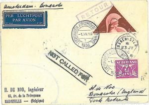 FIRST FLIGHT cover: MULLER # 242 - NETHERLANDS 1936