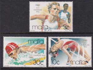 Malta 802-804 Summer Olympics MNH VF