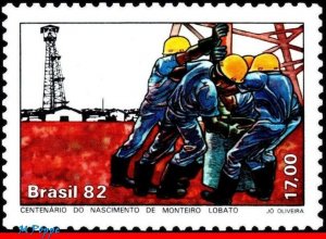 1793 BRAZIL 1982 MONTEIRO LOBATO, WRITER, OIL DRILING, MI# 1893 RHM C-1253, MNH