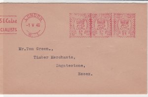 England 1940 A.Vigers Sons & Co Ltd London Cancel Meter Mail Cover Ref 31835