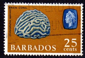 BARBADOS 276 USED BIN $1.00 CORAL