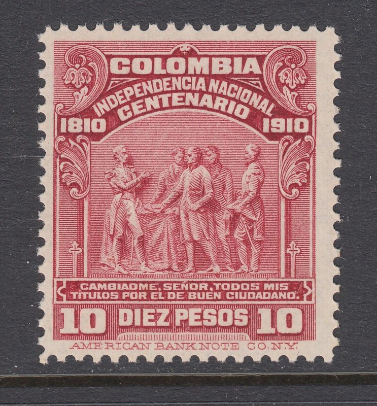 Colombia Sc 338 MNH. 1910 10p claret Independence Centenary, top value to set