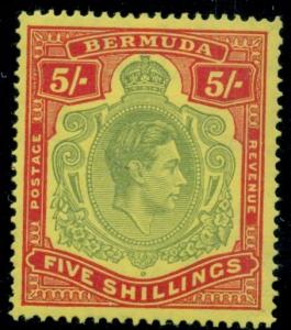 BERMUDA #125a 5sh King George VI, perf 14, og, VLH, VF, Scott $60.00