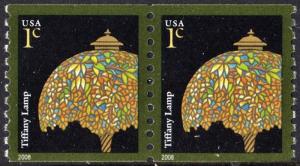 SC#3758A 1¢ Tiffany Lamp Coil Pair (2008) MNH