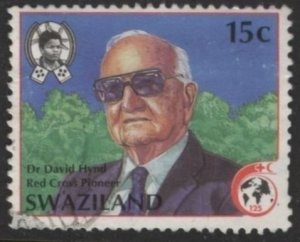 Swaziland 543 (used) 15c Red Cross: Dr. David Hynd (1989)