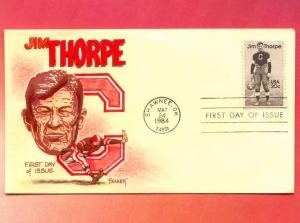 #2089 - Handtinted Jim Thorpe FDC - Cachetoons Precursor
