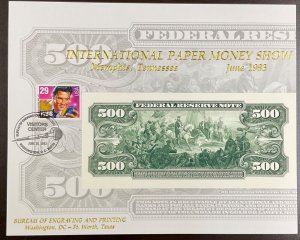 BEP B171 Souvenir Card back $500 US Note - Canceled and Uncanceled