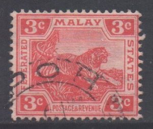 Malaya FMS Scott 42 - SG34, 1904 Tiger 3c Red used