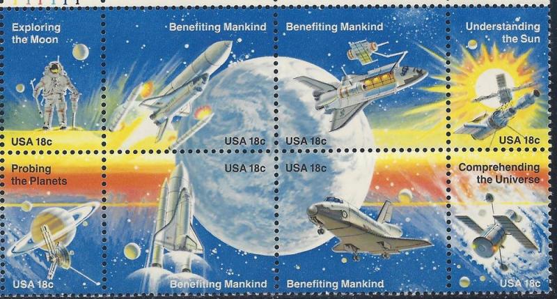 1912 19 Plate block 18cent Space Nasa Achievement Moon Sun