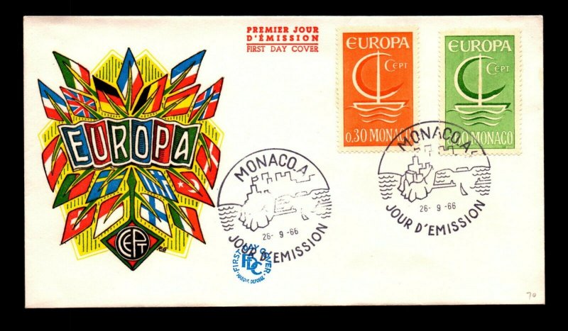 Monaco 1966 EUROPA FDC / Thermo Cachet - L9327