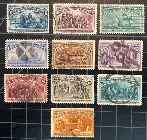 US Stamps - SC# 230 - 239  - Used - SCV = $242.00