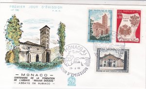 Monaco 1968 Centenary of Subiaco Abbey Slogan Cancel FDC Stamps Cover Ref 26380