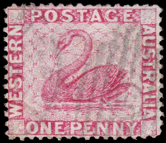 Western Australia Scott 25, Perf. 14 (1861) Used G-F, CV $110.00 M