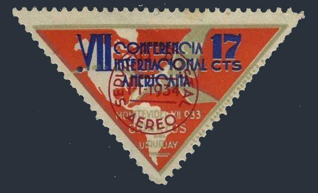 Uruguay C61,hinged.Michel 503. Air Post 1934.Pan-American Conference.Albatross.