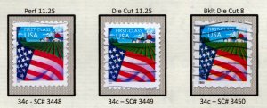 SC# 3448-50 - (34c) - Flag Over Farm, Non-Denom - Used set of 3