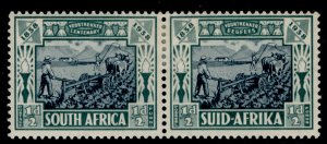 SOUTH AFRICA GVI SG76, ½d + ½d blue green, M MINT.