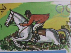 ​DHUFAR- SUMMER OLYMPIC-HORSE RACING IMPERF: MNH S/S VF WE SHIP TO WORLD WIDE