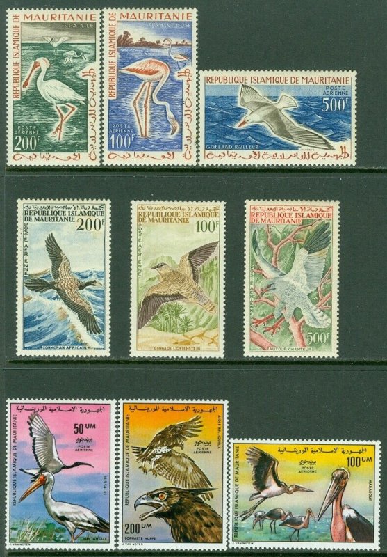 EDW1949SELL : MAURITANIA 1961-76 Scott #C14-16, 29-31, 170-72 Birds. Cplt sets