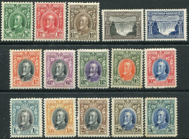 SOUTHERN RHODESIA-1931-37 Set to 5/- Sg 15-27 some values with toning MM V48895