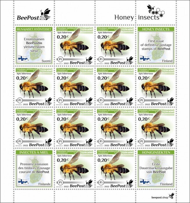 BEEPOST FINLAND - 2022 - Honey Insects - Perf 12v Sheet - M N H - Private Issue