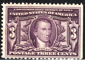 #325 US 3 CENT PURPLE-MINT-MONROE-N/G-FINE-VF