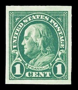 Scott 575 1923 1c Franklin Imperforate Issue Mint Single VF OG LH Cat $6