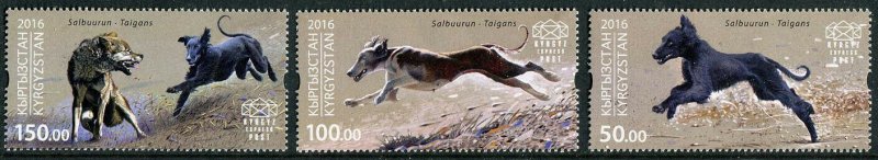 HERRICKSTAMP NEW ISSUES KYRGYZSTAN-KEP Sc.# 24-26 Hunting Dogs