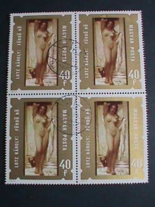 HUNGARY FAMOUS NUDE ART PAINTING CTO MH BLOCK OF 4-VERY FINE-