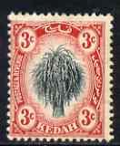 Malaya - Kedah 1912 Rice 3c black & red MCA mounted m...