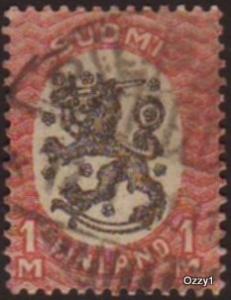 Finland 1917 Sc#101 SG#205 1m Red Arms Lion Rampant and Sword Used