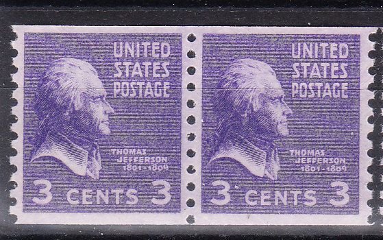 MOstamps - US Scott #842 XF Mint OG NH Coil Pair - Lot # HS-F391