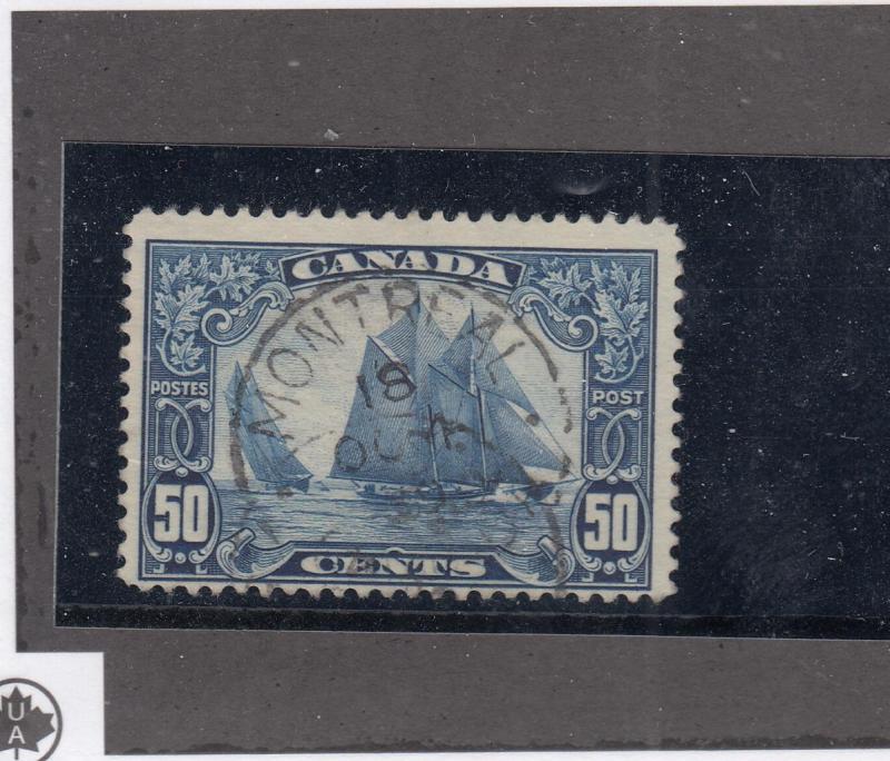 CANADA # 158  VF-USED  50cts  BLUENOSE/MONTREAL TOWN CANCEL/BLUE CAT VALUE $90