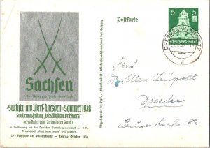 Germany 5pf Monument Printed to Private Order Postal Card 1938 Dresden-Blasew...