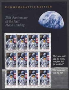 Catalog # 2841 Sheet of 12 Stamps 25th Anniversary First Moon Landing