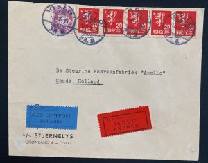 1936 Oslo Norway Airmail Express Cover To Gouda Netherlands