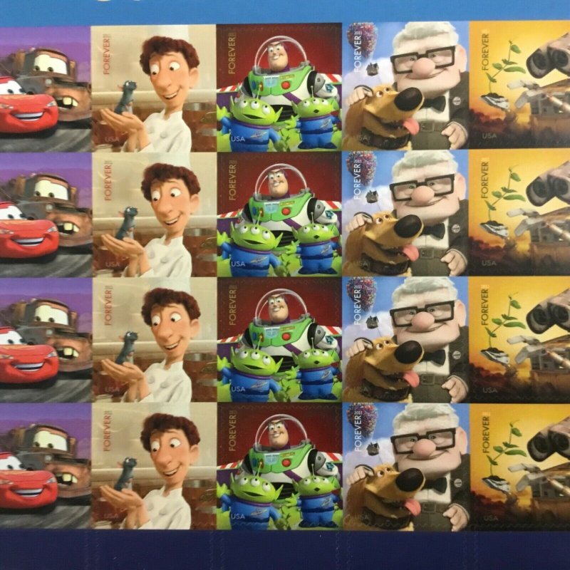 4553-4557  Pixar Films: Send a Hello   MNH  Forever sheet 20  FV $11.00  In 2011