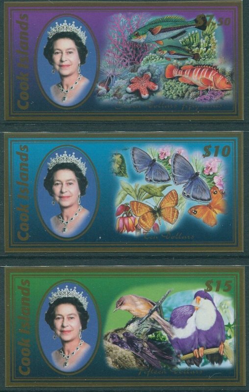 Cook Islands 2007 SG1534-1536 Wildlife QEII high values set imperf MNH