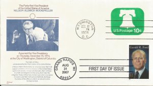 Nelson Rockefeller inaugural 1974 Gerald Ford FDC Fleetwood cachet #!